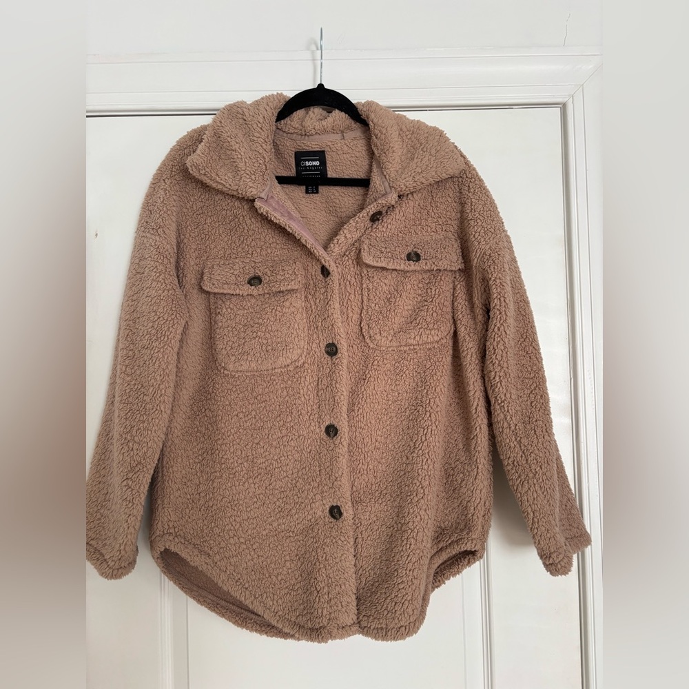 Ci Sono Warm Taupe Teddy Jacket